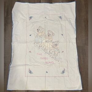 Vintage baby blanket the three bears embroidered